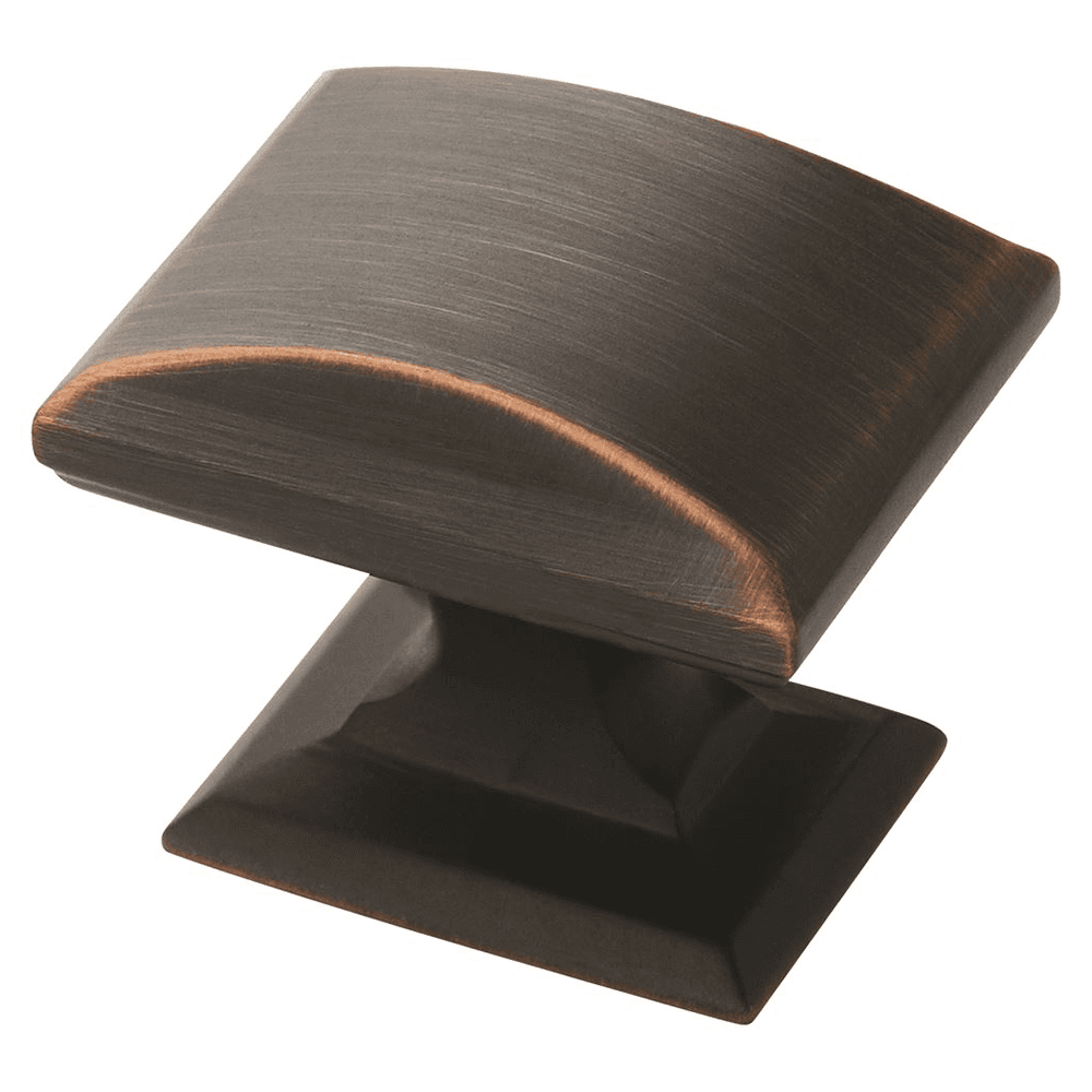 Amerock Candler Round Knob in Oil-Rubbed Bronze Finish on White Background