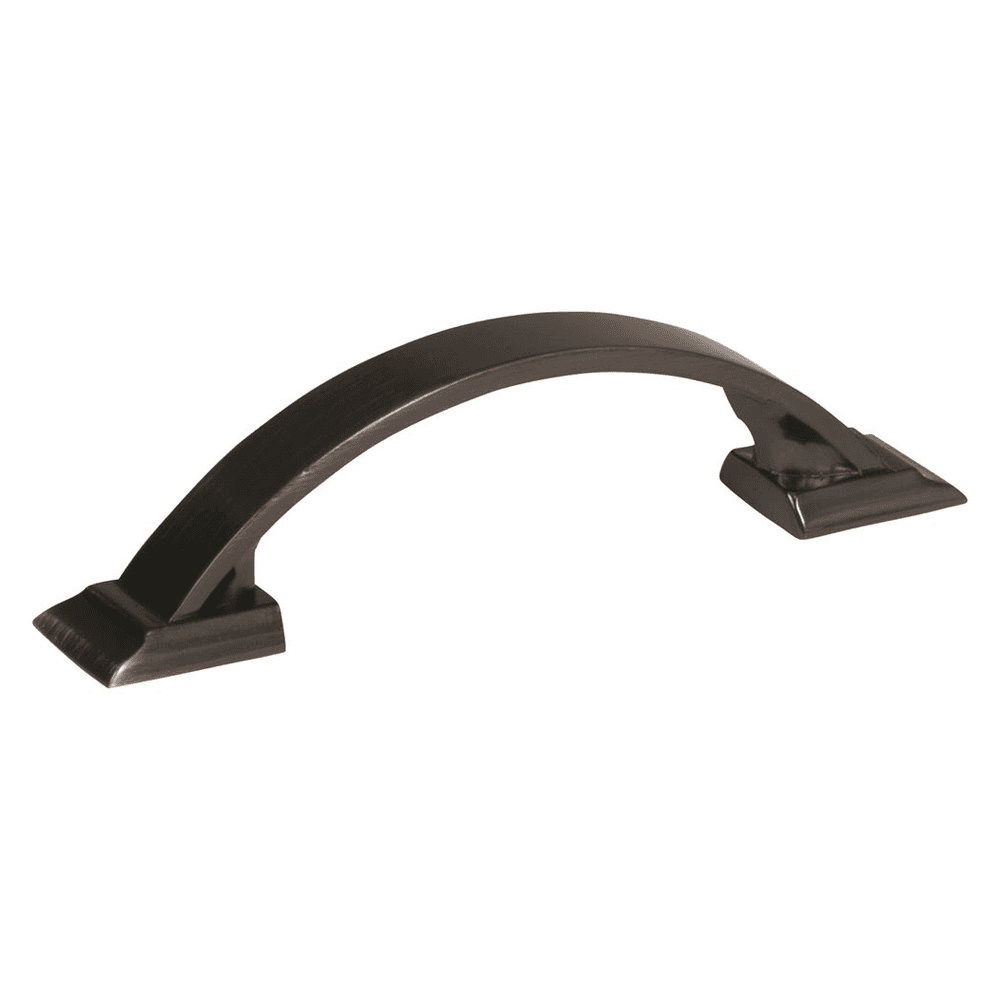 Amerock 3" Candler Arch Pull in Gunmetal finish on a white cabinet