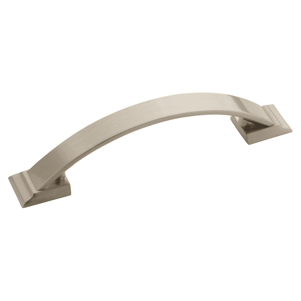 Amerock 96mm Candler Arch Pull in Satin Nickel Finish Installed on Cabinet Drawer