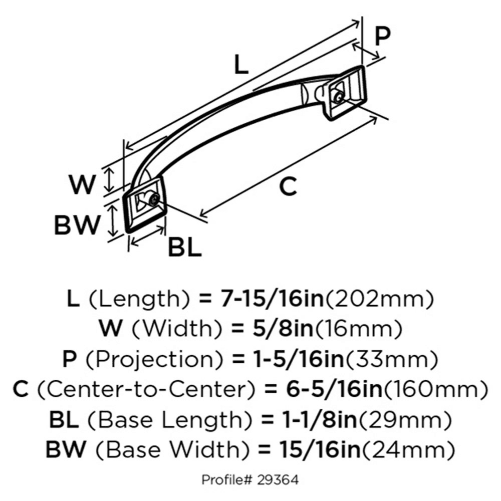 160mm Candler Arch Pull, Satin Nickel - Alt Image 2