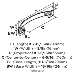 160mm Candler Arch Pull, Satin Nickel - Alt Image 2