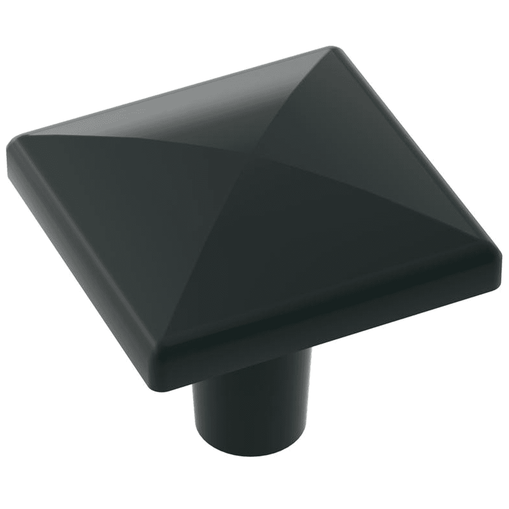 Amerock 1-1/8" Extensity Square Knob in Flat Black on Cabinet Door