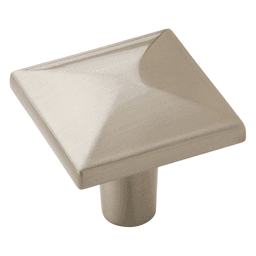 Amerock 1-1/8" Extensity Square Knob, Satin Nickel Finish on White Background