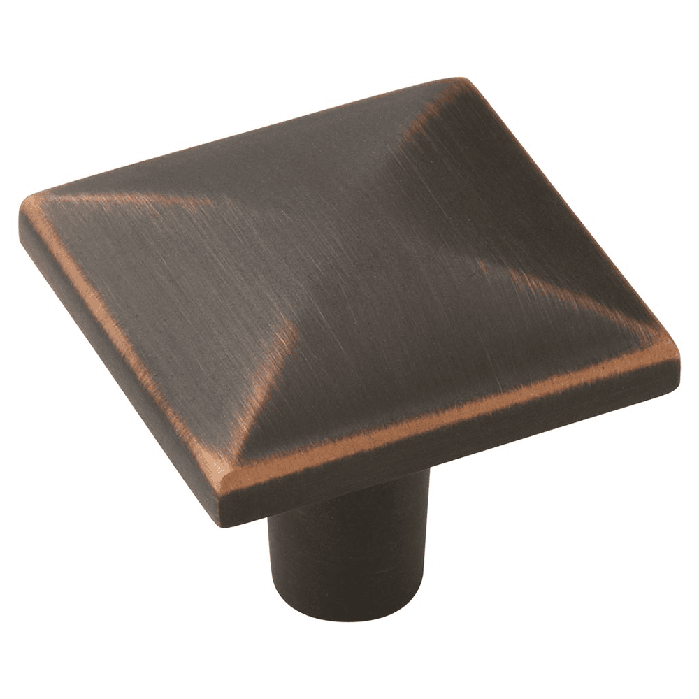 Amerock 1-1/8" Extensity Square Knob in Oil-Rubbed Bronze Finish on White Background