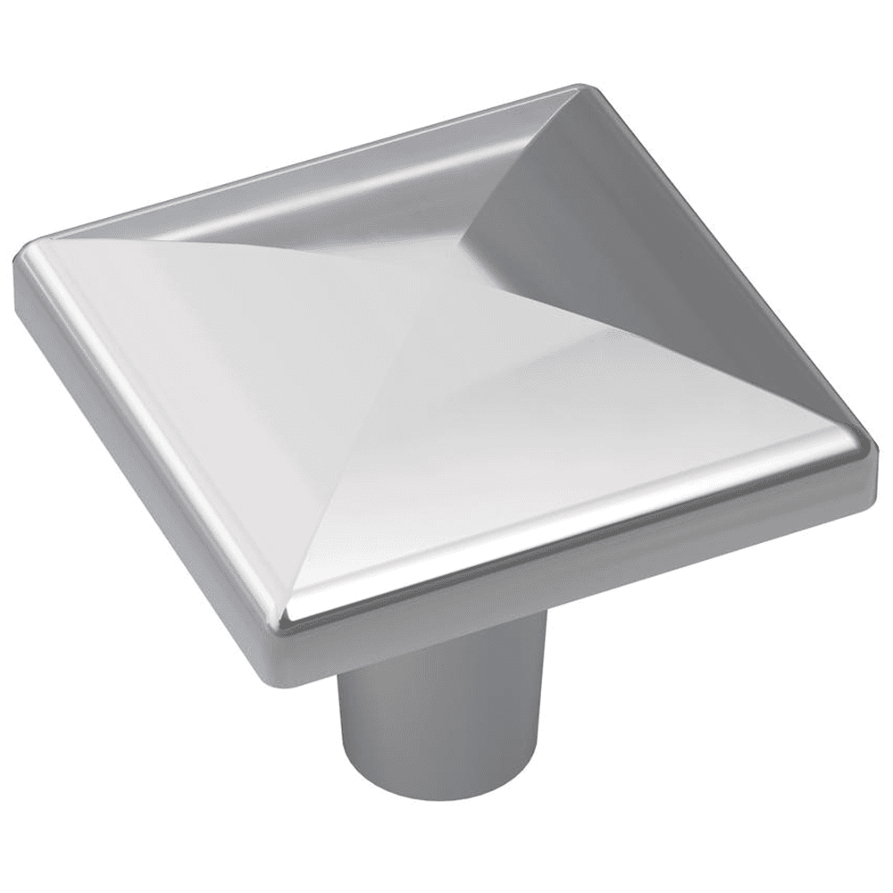 Amerock 1-1/2" Extensity Square Knob in Polished Chrome on White Background