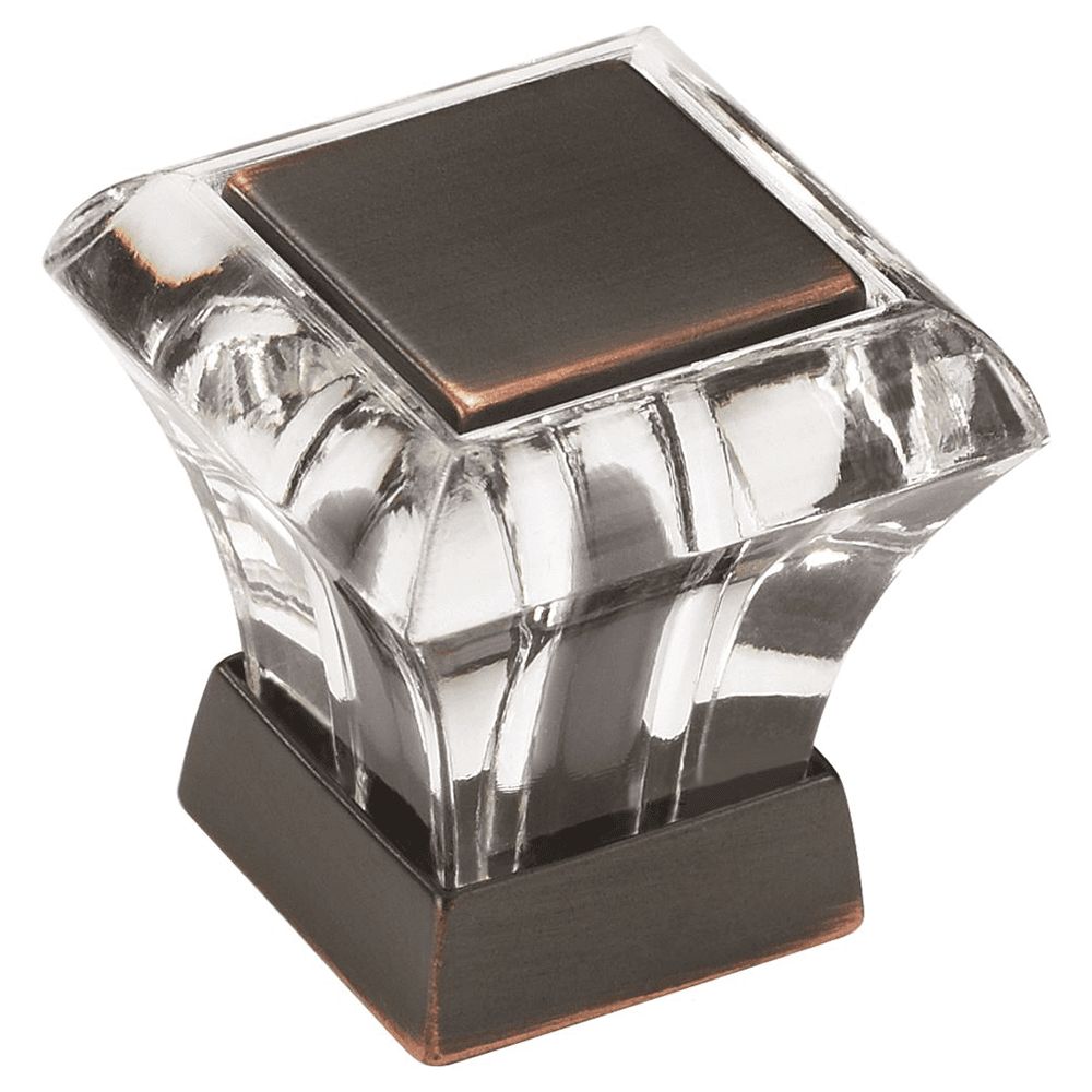 1" Abernathy Jewel in Clear/Oil-Rubbed Bronze Finish by Amerock - Front View