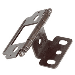 3/4" Partial Wrap-Around Ball Finial Hinge, Free-Swinging, Full Inset, Dark Antique English - Main Image