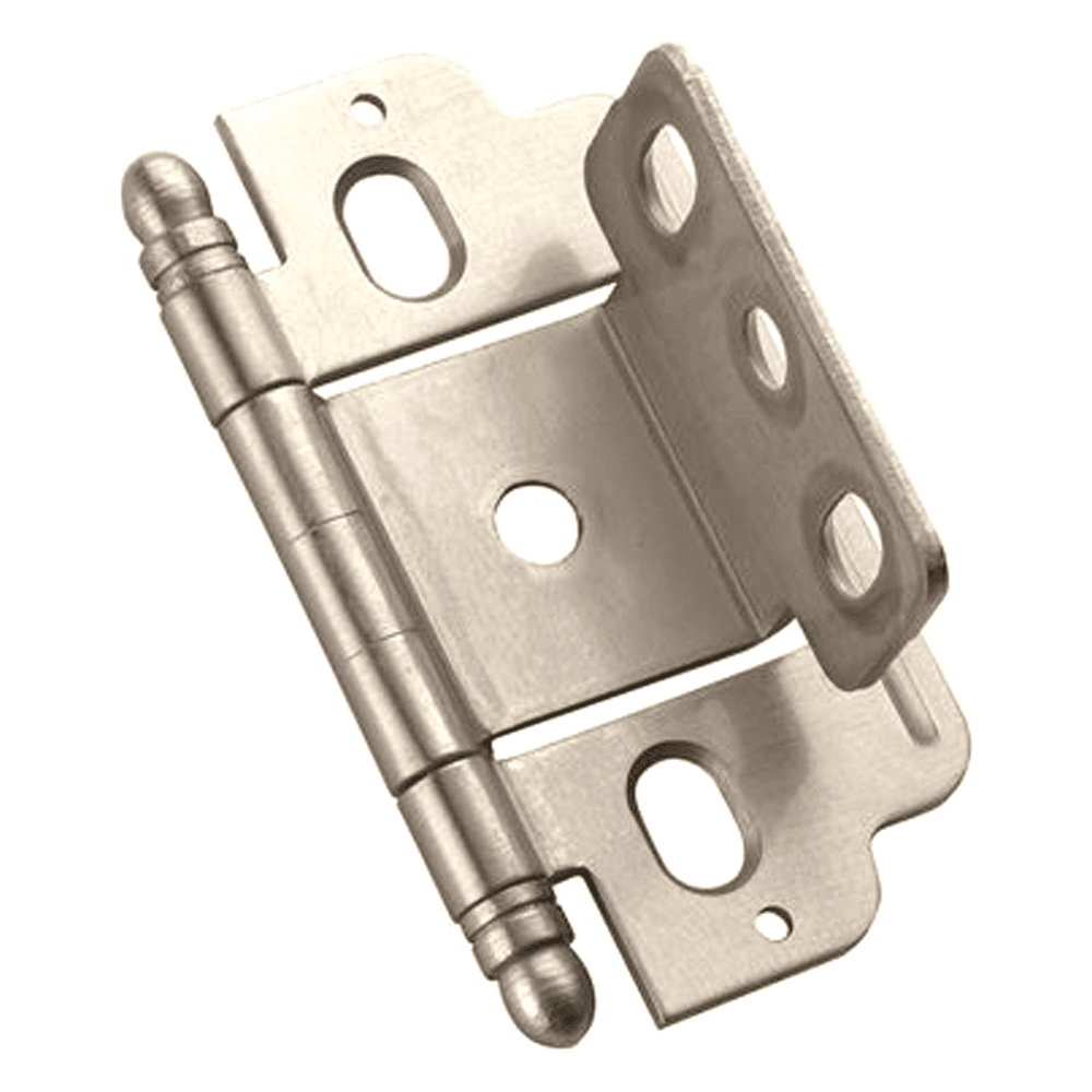 3/4" Partial Wrap-Around Ball Finial Hinge, Free-Swinging, Full Inset, Satin Nickel - Main Image