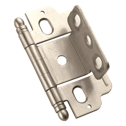 3/4" Partial Wrap-Around Ball Finial Hinge, Free-Swinging, Full Inset, Satin Nickel - Main Image
