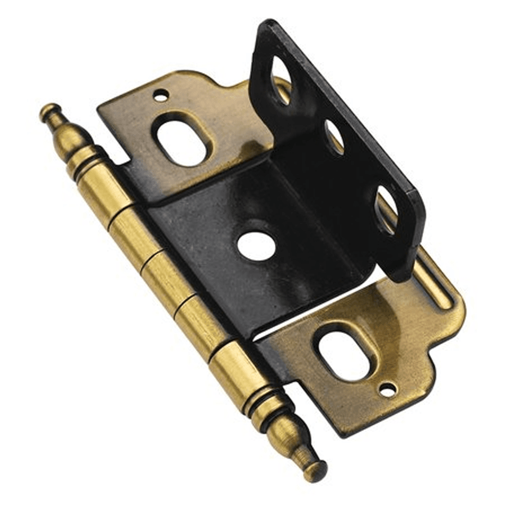 3/4" Partial Wrap-Around Minaret Finial Hinge, Free-Swinging, Full Inset, Antique English - Main Image