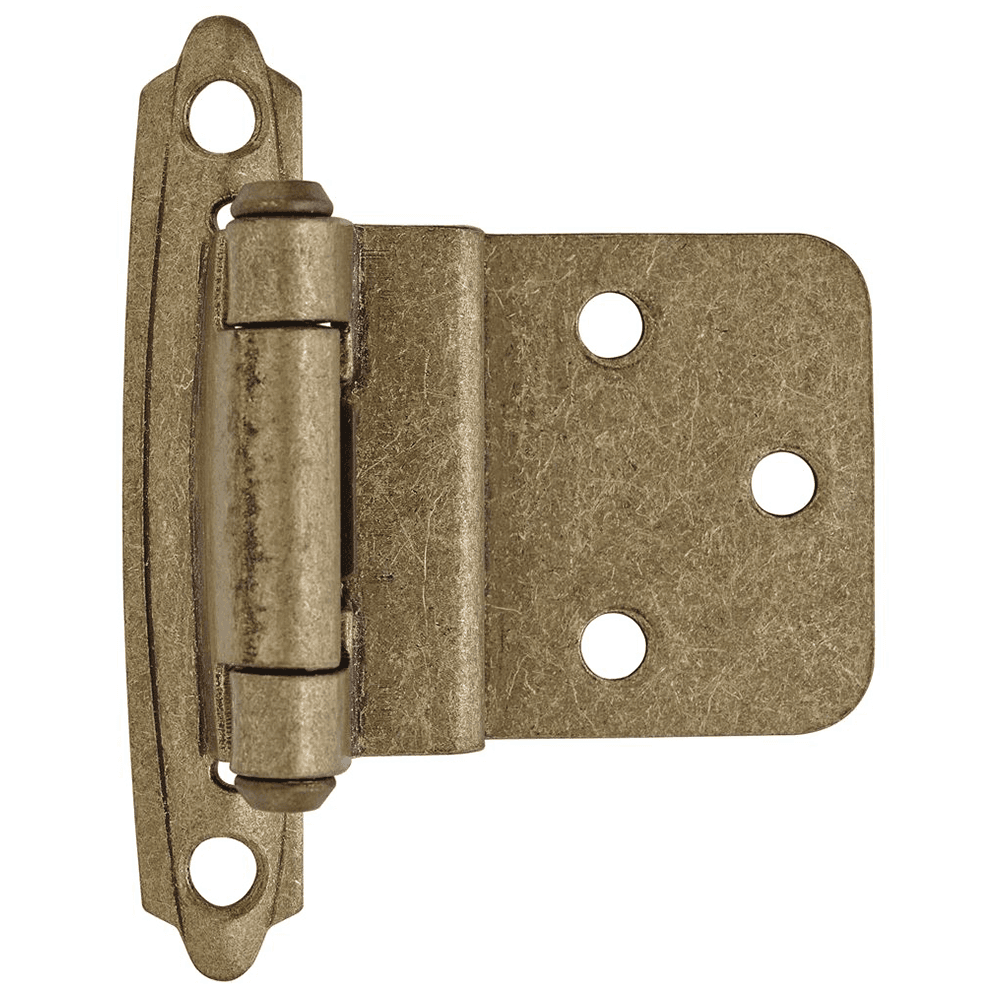 3/8" Inset Face Mount Hinge, Self-Closing, Burnished Brass - Main Image