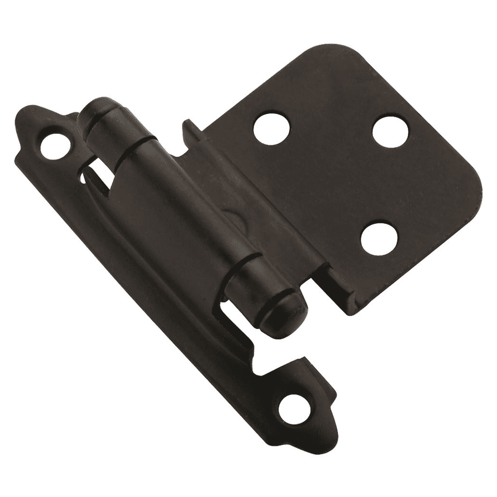 3/8" Inset Face Mount Hinge, Self-Closing, Flat Black - Main Image