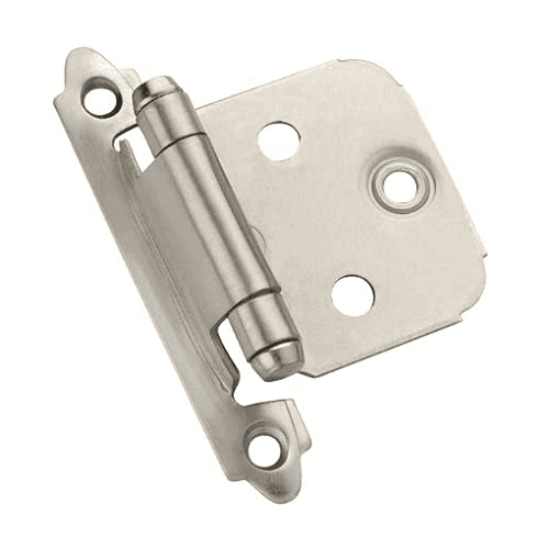 Variable Overlay Face Mount Hinge, Modern Design, Self-Closing, Satin Nickel - Alt Image 1