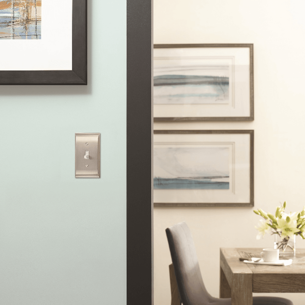 Amerock Candler 2-7/8" 1 Toggle Wall Plate in Oil-Rubbed Bronze shown in use