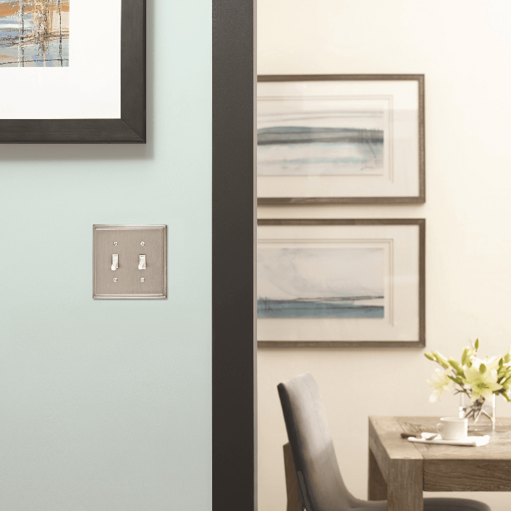 Elegant Mulholland&trade; 5" Wall Plate in Satin Nickel for 2 Toggle Switches