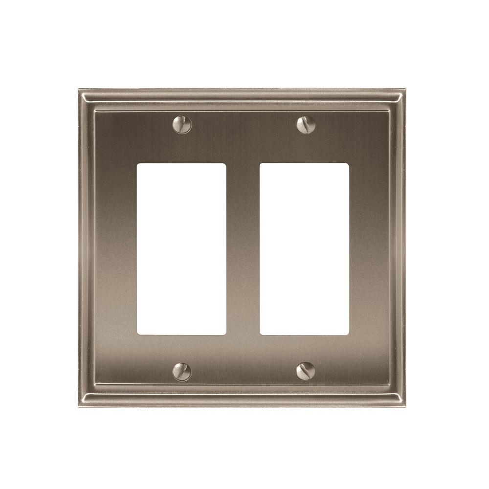 Amerock Mulholland&trade; 5" 2 Rocker Wall Plate in Satin Nickel - Installed on Wall