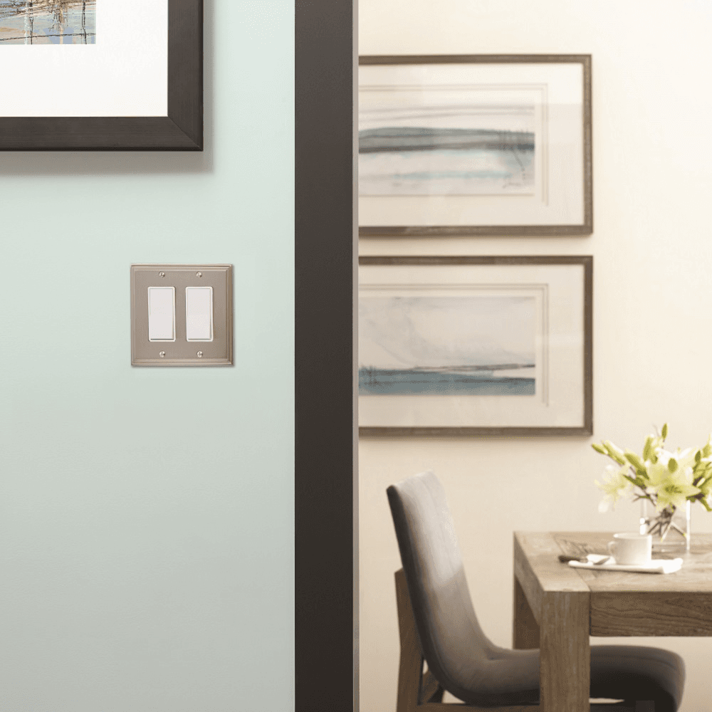 Mulholland&trade; 5" 2 Rocker Wall Plate in Satin Nickel by Amerock - Front View