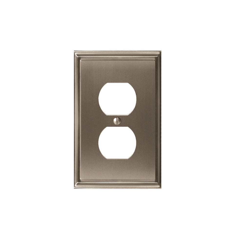 Amerock Mulholland 1 Receptacle Wall Plate Satin Nickel