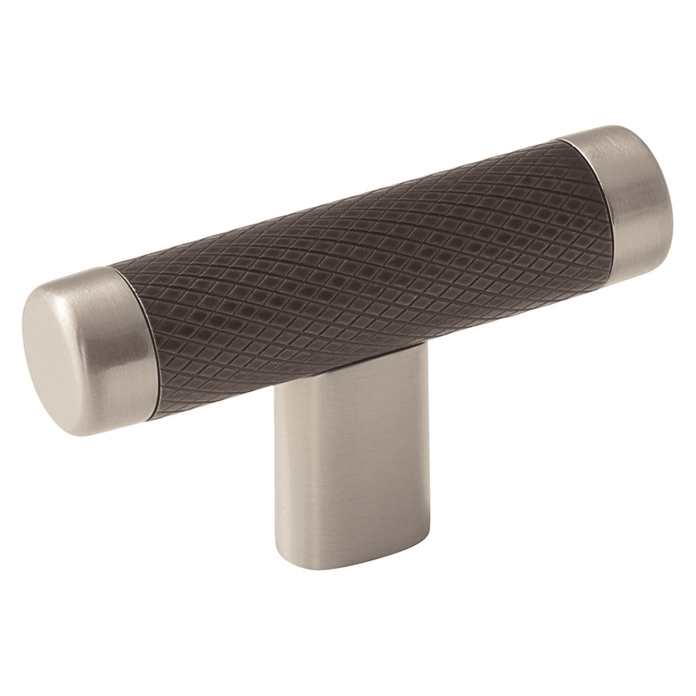 Polished Nickel/Black Bronze Amerock T-Knob for modern kitchen cabinets and drawers