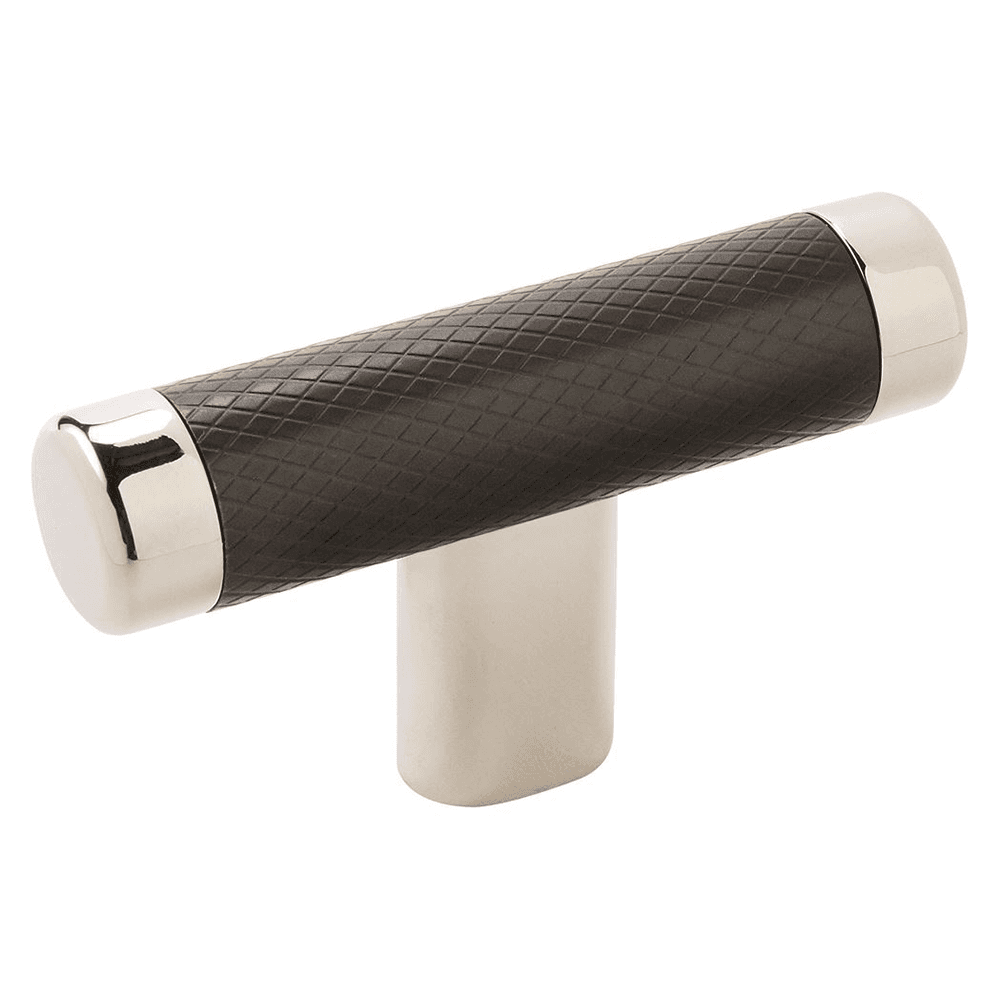 Amerock 2-5/8" Esquire T-Knob in Polished Nickel/Black Bronze finish on cabinet drawer