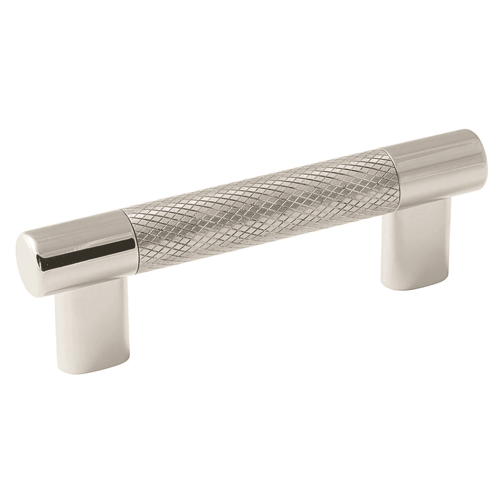 Amerock 3"/96mm Esquire T-Bar Pull in Polished Nickel/Stainless Steel Installed on Cabinet