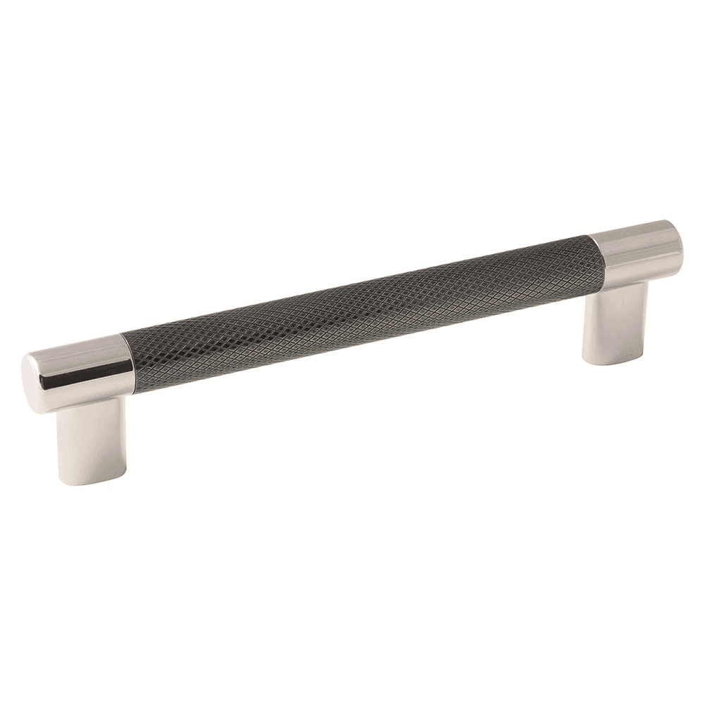 Amerock 6-5/16" Esquire T-Bar Pull in Polished Nickel/Gunmetal finish on a kitchen cabinet.