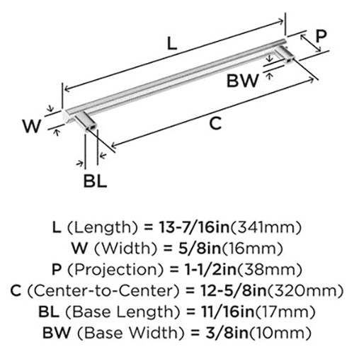 12-5/8" Bronx Cabinet Pull, Polished Chrome Alt 2 - Image