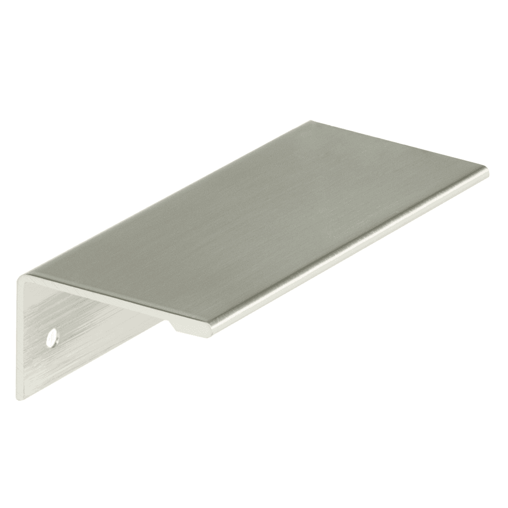 Polished Nickel Finger Pull for Cabinet Doors - Close Up View