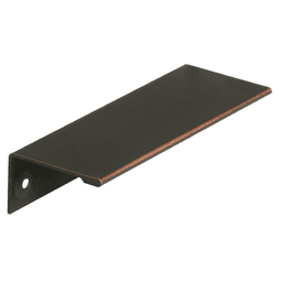 Amerock 3-3/4" Edge Finger Pull, Oil-Rubbed Bronze in use on a kitchen cabinet