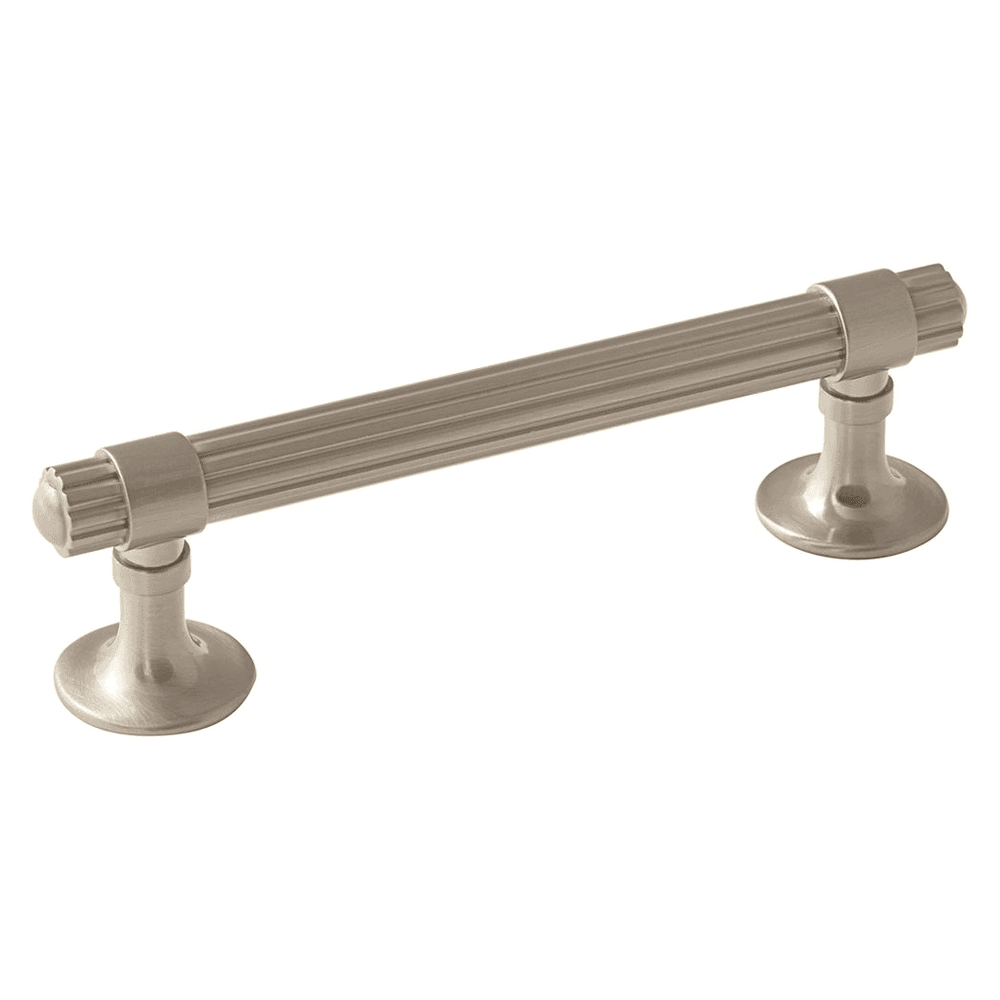 Amerock 96mm Sea Grass Handle Pull in Satin Nickel finish on a kitchen cabinet