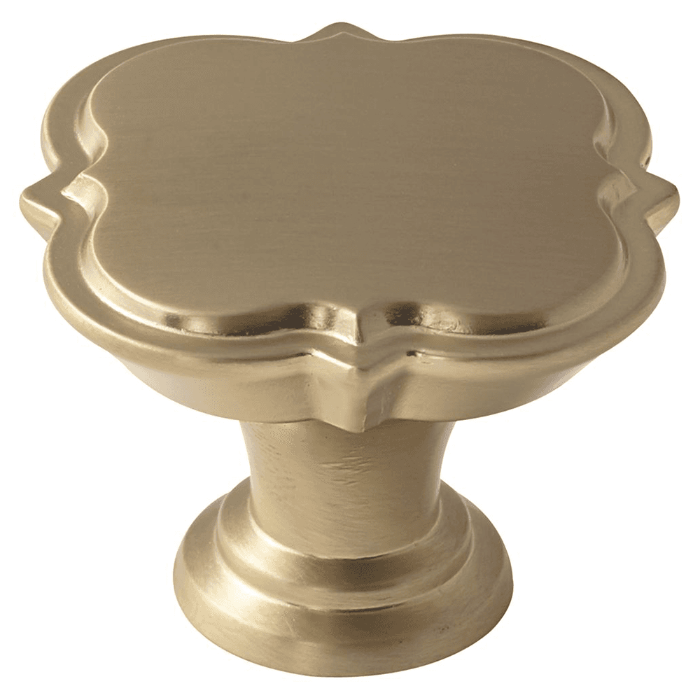 Close-up of Amerock 1-3/4" Grace Revitalize Square Knob in Black Bronze on white cabinet