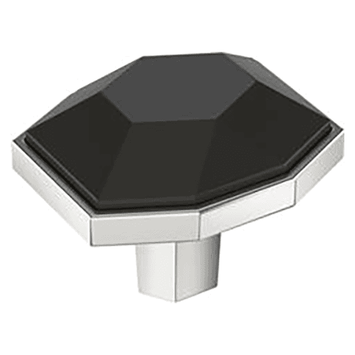 1-5/8" London Rectangle Cabinet Knob, Black Bronze/Polished Chrome Main - Image