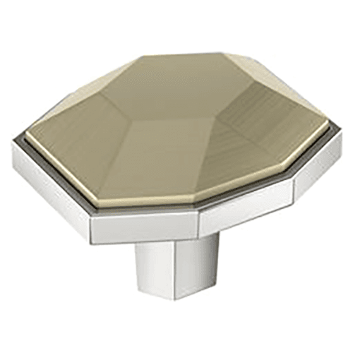 1-5/8" London Rectangle Cabinet Knob, Golden Champagne/Polished Chrome Main - Image
