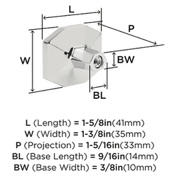1-5/8" Carrione Rectangle Knob, Marble Black/Polished Chrome Alt 1 - Image