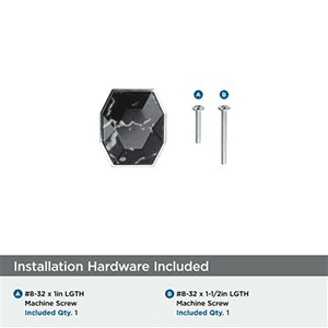 1-5/8" Carrione Rectangle Knob, Marble Black/Polished Chrome Alt 2 - Image