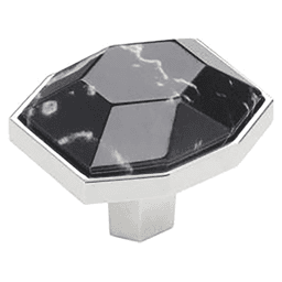 1-5/8" Carrione Rectangle Knob, Marble Black/Polished Chrome Main - Image