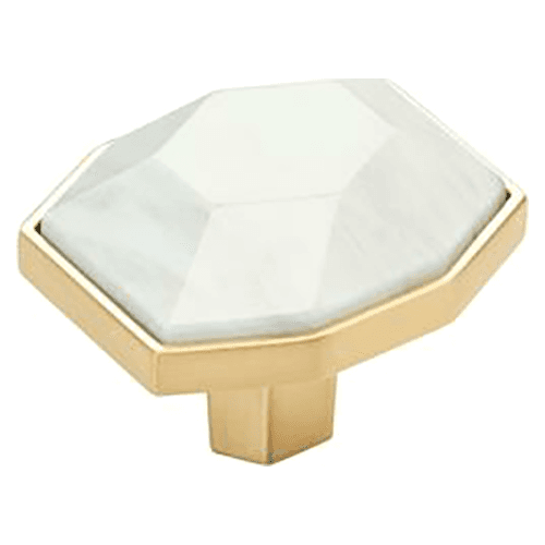 1-5/8" Carrione Rectangle Knob, Marble White/Champagne Bronze Main - Image