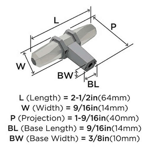 2-1/2" London T-Knob, Satin Nickel/Black Chrome Alt 4 - Image