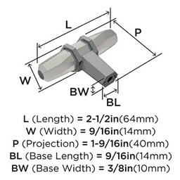 2-1/2" London T-Knob, Satin Nickel/Black Chrome Alt 4 - Image
