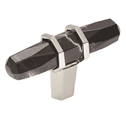 2-1/2" Carrione Cabinet T-Knob, Marble Black/Polished Nickel Main - Image