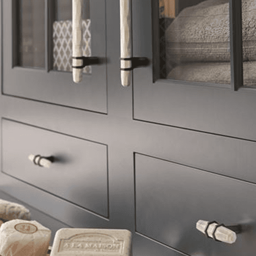 Carrione T-handle Knob in Marble White/Satin Nickel by Amerock