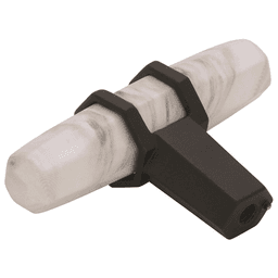 Marble White/Oil-Rubbed Bronze T-handle Knob - Close-up View