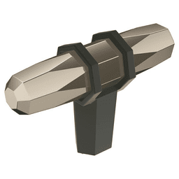 Amerock London T-Knob, Polished Nickel/Black Bronze Finish on White Background
