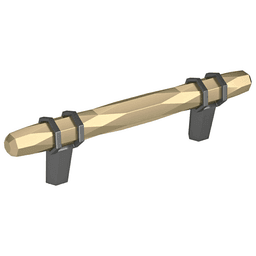 Amerock London Cabinet Pull in Satin Nickel/Polished Chrome finish on dark wood cabinet with crisp lines and modern design.