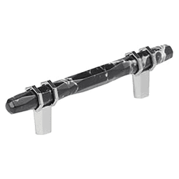 3-3/4" Carrione Cabinet Pull, Marble Black/Polished Chrome Main - Image