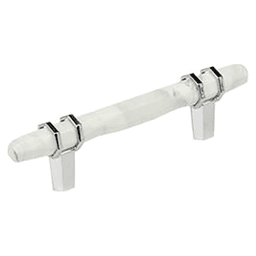 3-3/4" Carrione Cabinet Pull, Marble White/Polished Chrome Main - Image
