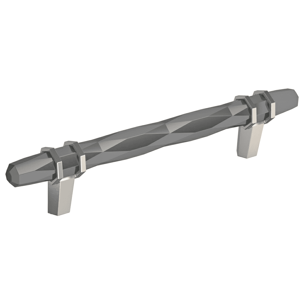 Assembled, split finish design cabinet pull