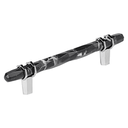 5-1/16" Carrione Cabinet Pull, Marble Black/Polished Chrome Main - Image