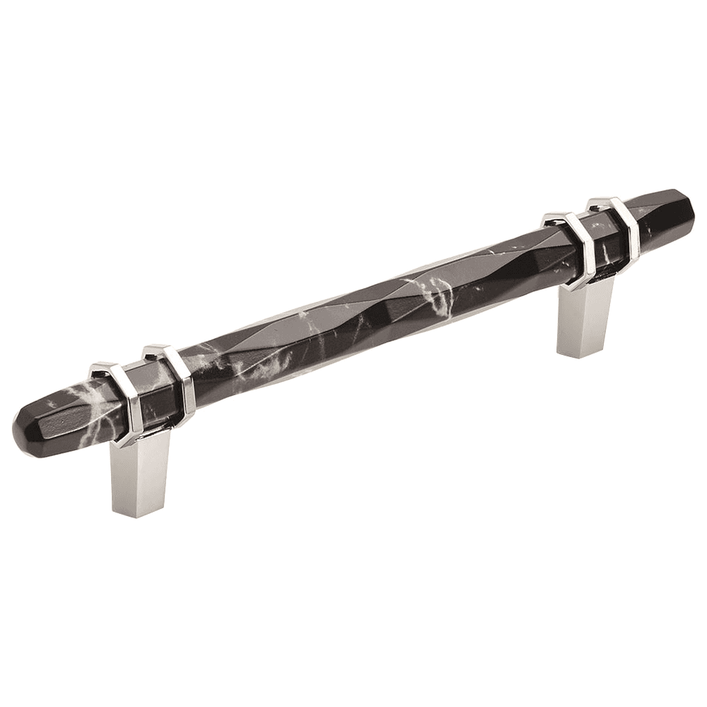 Amerock 5-1/16" London Cabinet Pull in Marble Black/Polished Nickel