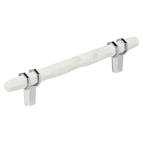 5-1/16" Carrione Cabinet Pull, Marble White/Polished Chrome Main - Image